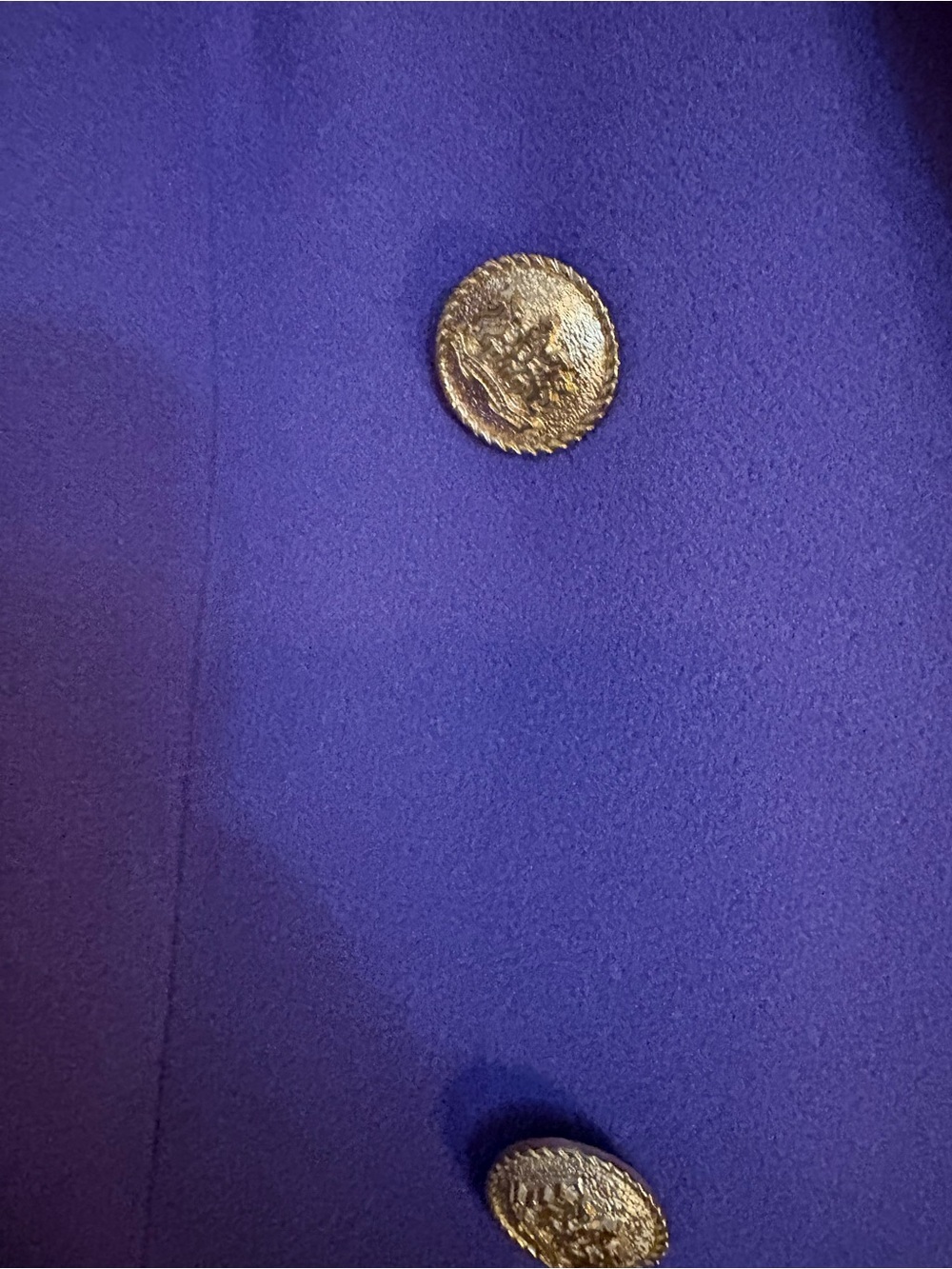 Purple Double-Breasted Gold-Button Pea Coat - Picture 3 of 5